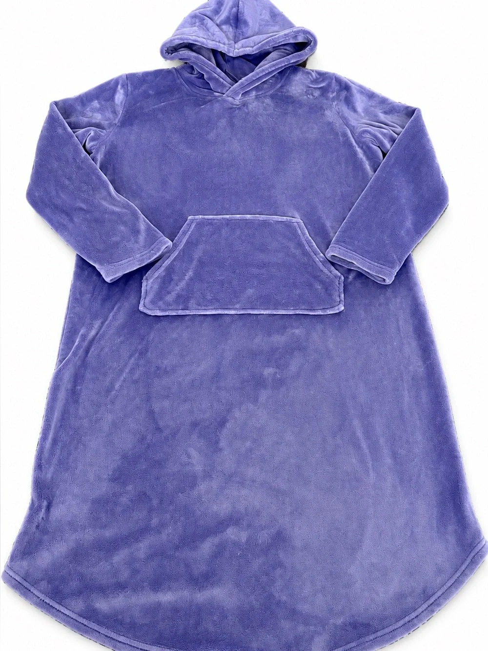 Womens Plush Hooded Night Dress - Purple